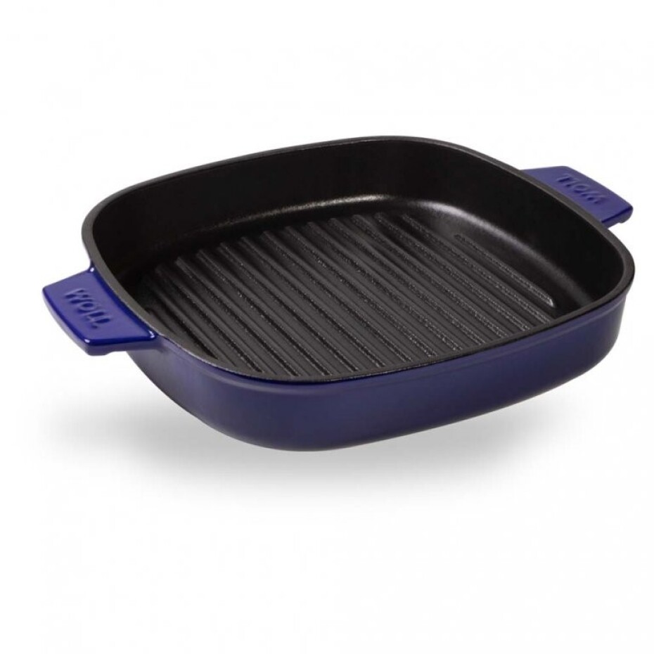 Grilovací pánev  IRON IND  24 cm, s poklicí, modrá, WOLL - main (1)
