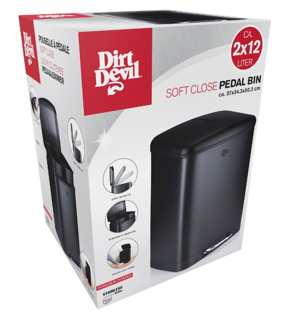 DIRT-DEVIL Odpadkový koš na tříděný odpad 2 x 12 l tiché zavírání černá ED-249507 - main (4)