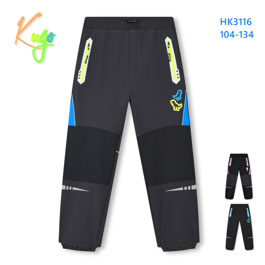 Chlapecké softshellové kalhoty - KUGO HK3116, tmavě šedá / signální zipy Barva: Šedá, Velikost: 122 - main (8)
