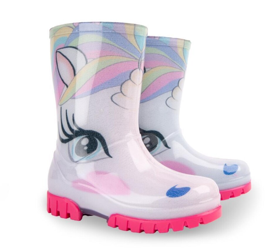 Dívčí holínky Demar - TWISTER PRINT HL 0036 - pinky unicorn, bílá/ růžová Barva: Bílá, Velikost: 34-35 - main (0)