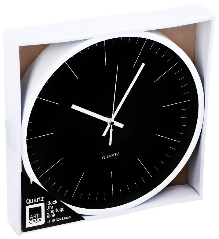 ARTICASA Nástěnné hodiny 30 cm bílá / černá ED-224296bila - main (0)