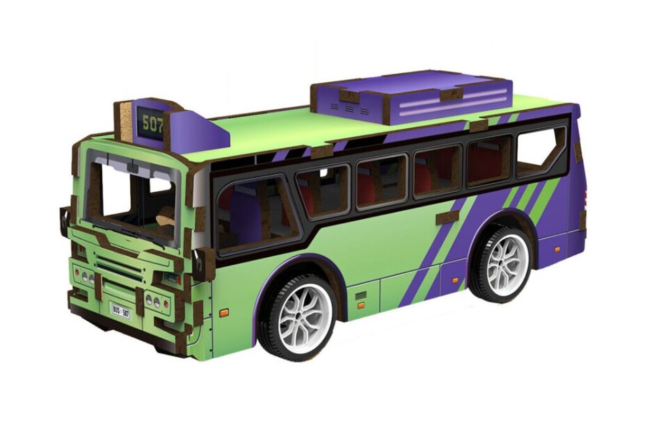 3D puzzle dřevěné - Autobus 14 cm, Wiky kreativita, W035430 - main (0)