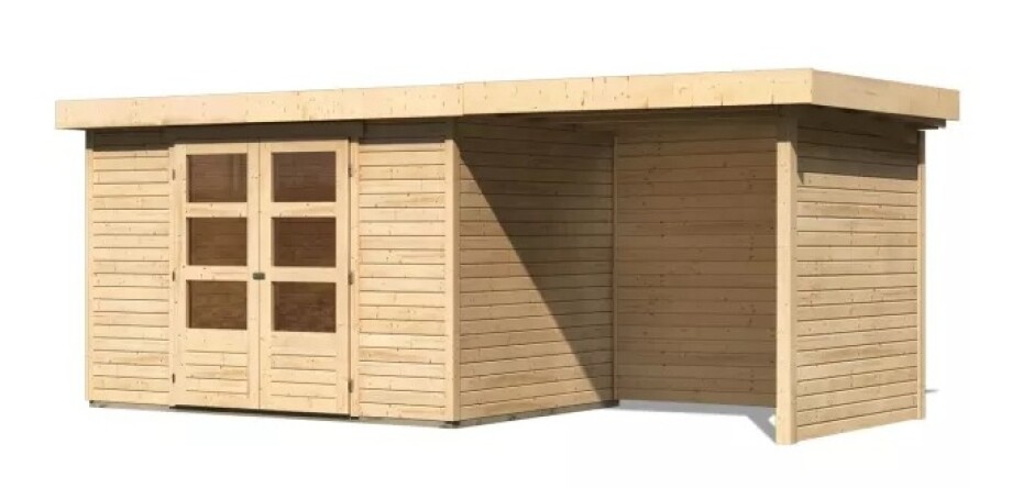 Dřevěný domek KARIBU ASKOLA 4 + přístavek 240 cm včetně zadní a boční stěny (77732) natur LG3261 - main (0)
