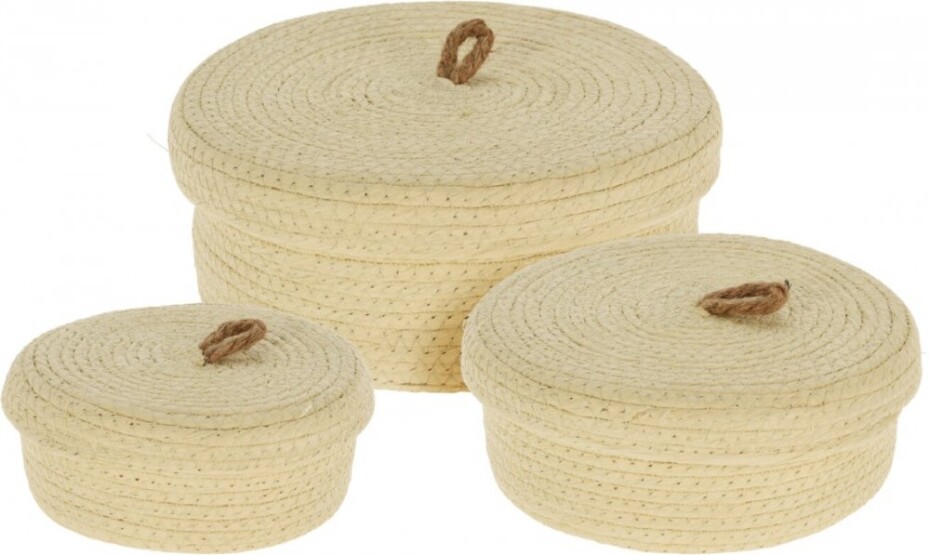 HOMESTYLING Sada úložných košíků s víkem 3 ks krémová KO-KR2002870 - main (0)