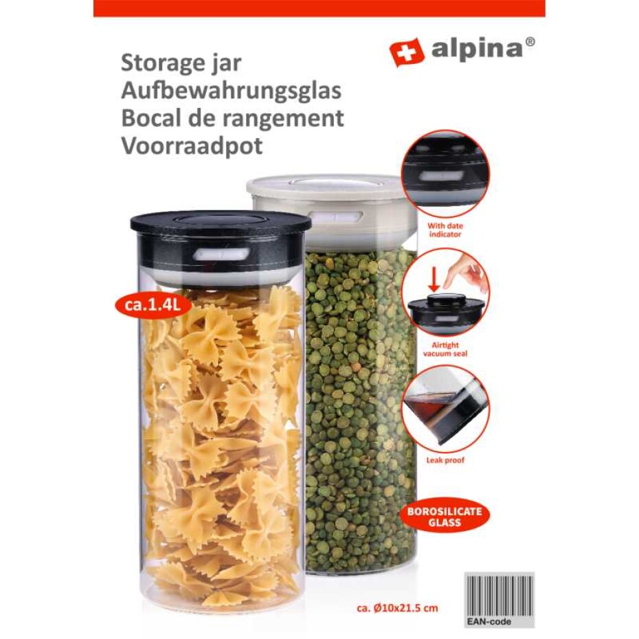 ALPINA Skleněná dóza 21,5 cm bílá ED-224195bila - main (1)