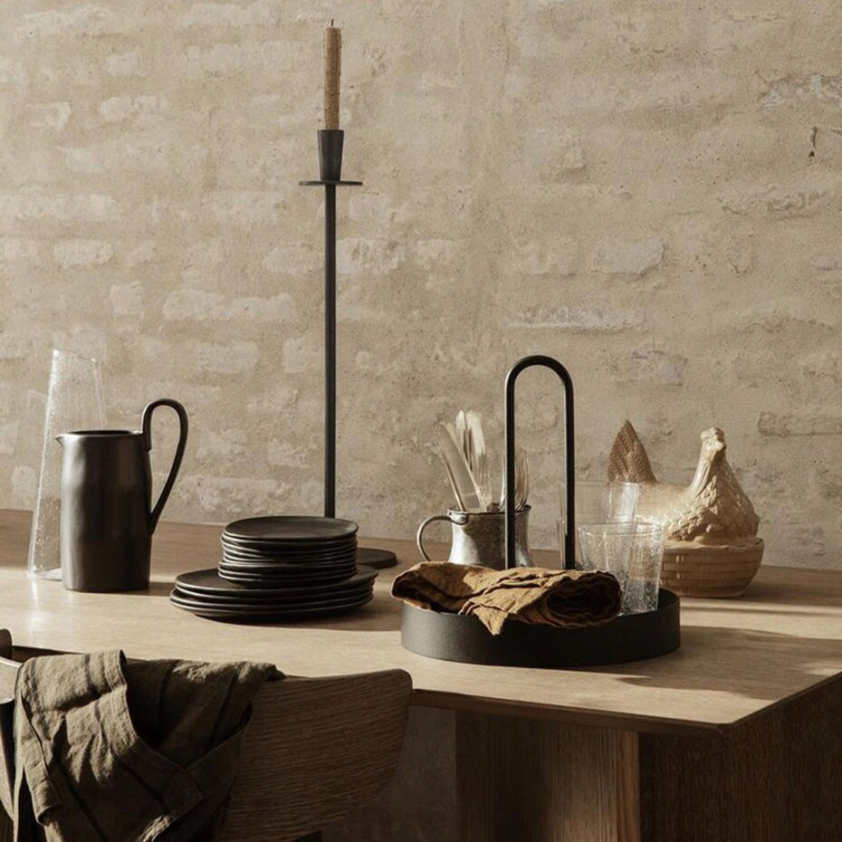 Servírovací podnos GRIB 28 cm, černá, železo, ferm LIVING - main (2)