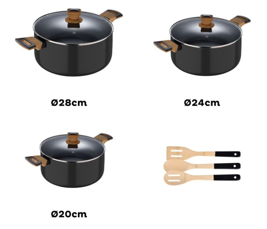 BERGNER Sada nádobí s nepřilnavým povrchem 9 ks Earth Black BGEU-5602 - main (2)