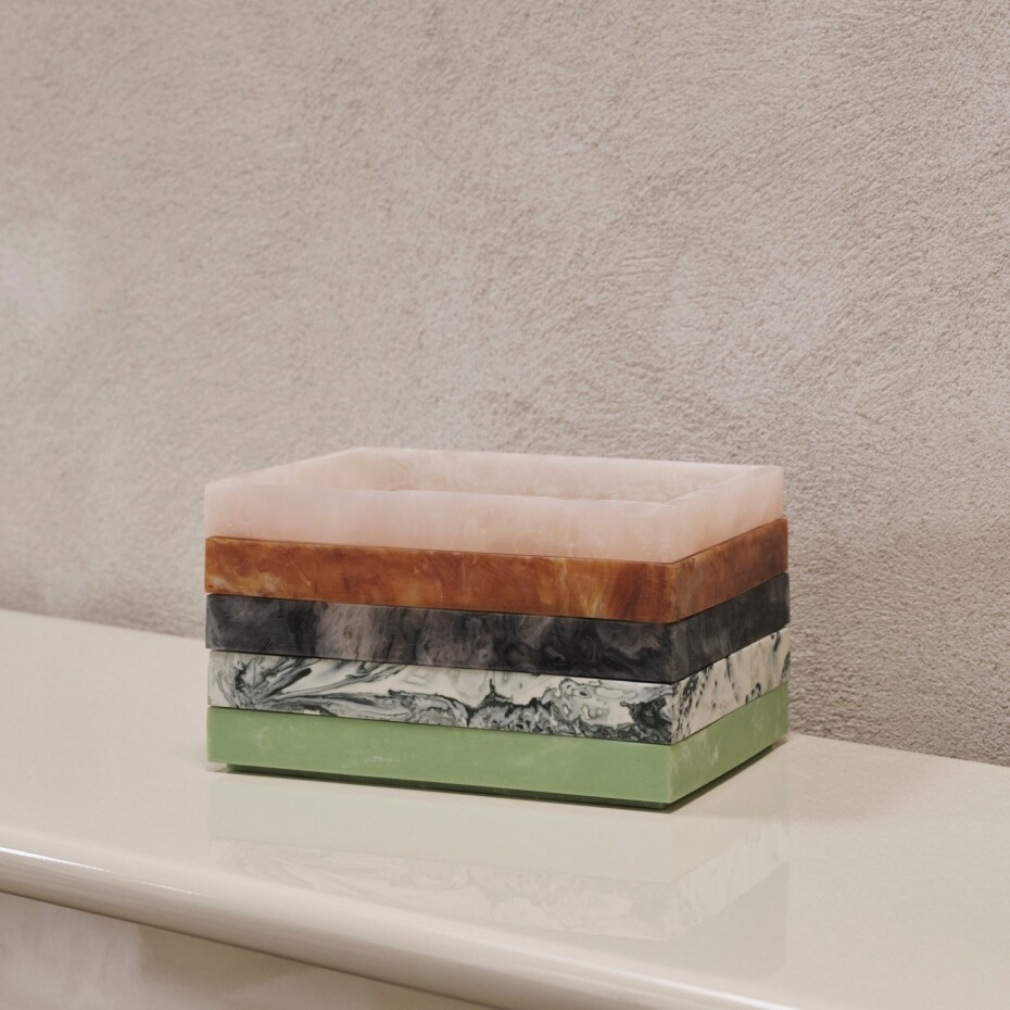 Dekorativní podnos MIST 20 x 15 cm, růžová, pryskyřice, ferm LIVING - main (2)