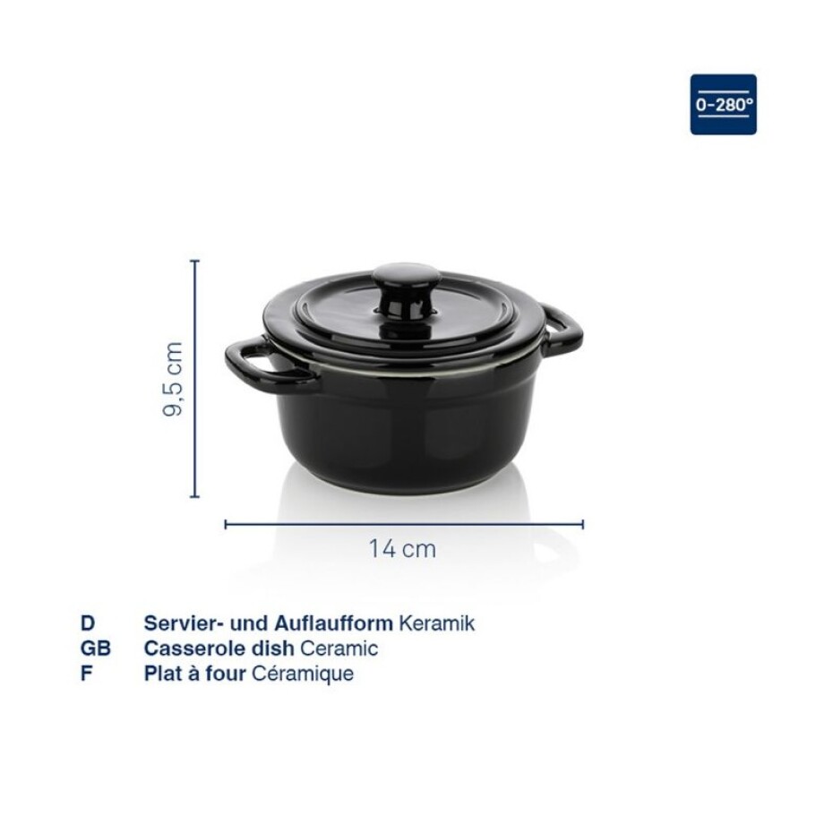 KELA Zapékací miska pekáček s poklicí MALIN 14 x 9,5 cm černá KL-11928 - main (2)