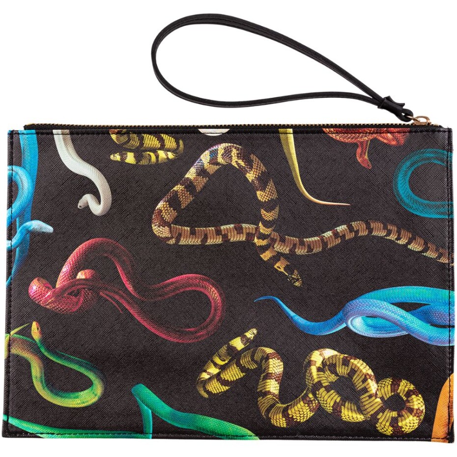 Taštička TOILETPAPER SNAKES 28 x 20 cm, s poutkem, černá, Seletti - main (0)