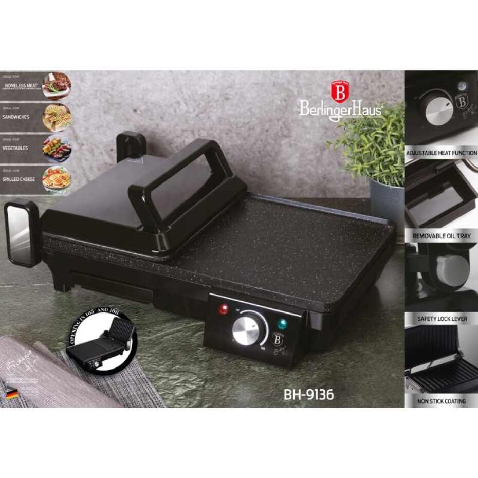BERLINGERHAUS Elektrický kontaktní gril multifunkční Royal Black Collection BH-9137 - main (5)