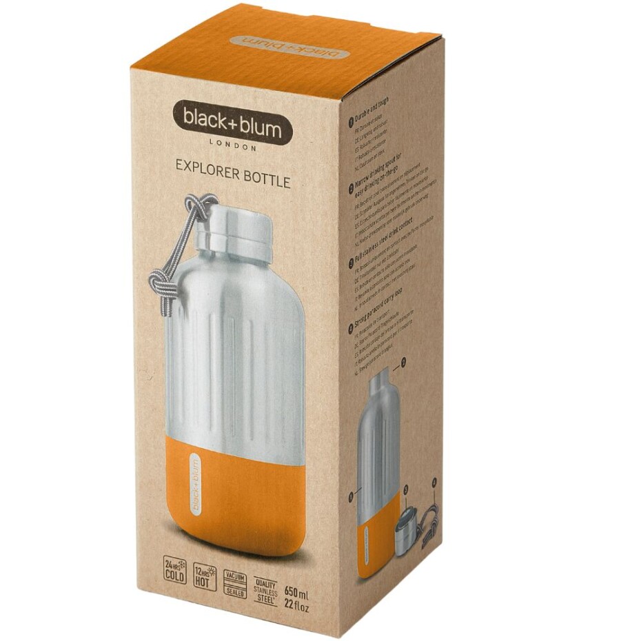 Láhev na vodu EXPLORER 650 ml, oranžová, nerezová ocel, Black+Blum - main (11)