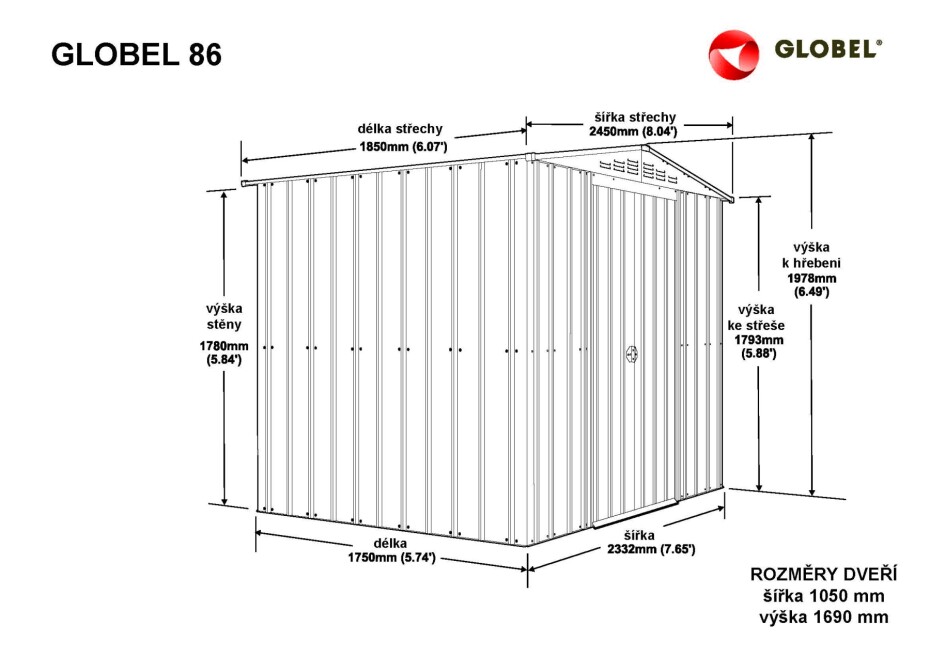 Domek GLOBEL 86 ZELENÝ se střešním oknem LG2503 - main (2)