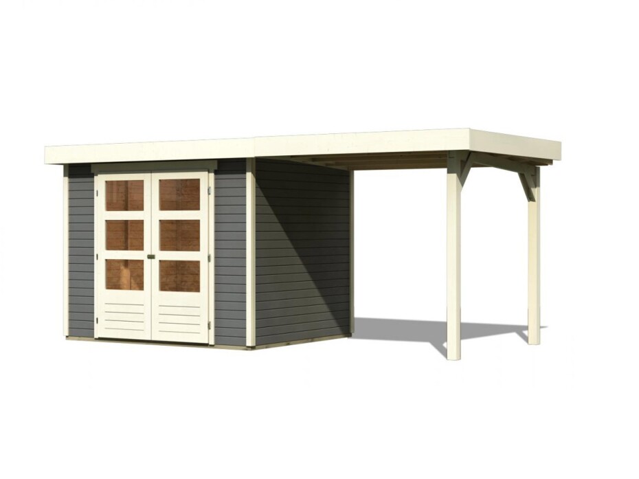 Dřevěný domek KARIBU ASKOLA 3 + přístavek 240 cm (82905) šedý LG1765 - main (0)