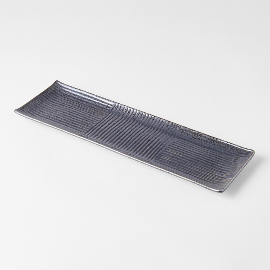 Talíř na sushi a sashimi LINES 33 x 10 cm, černá, MIJ - main (1)