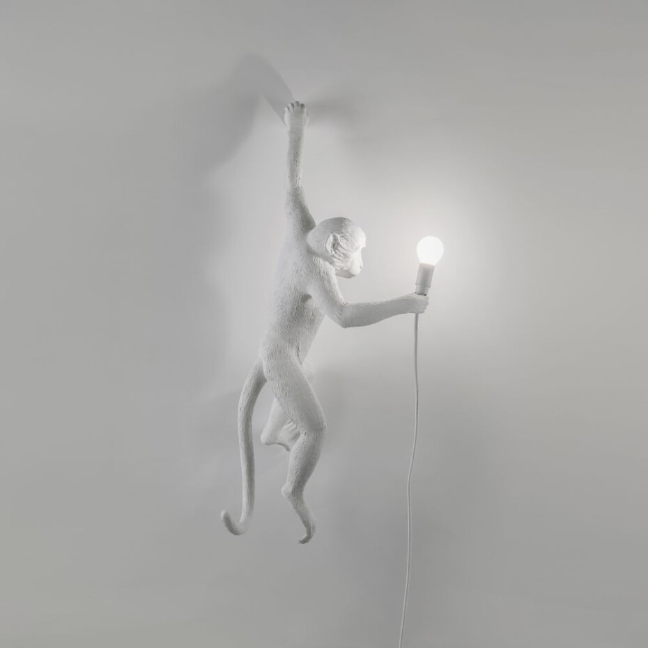 Nástěnné dekorační světlo  MONKEY HANGING LEFT HAND 76,5 cm, bílá, Seletti - main (1)