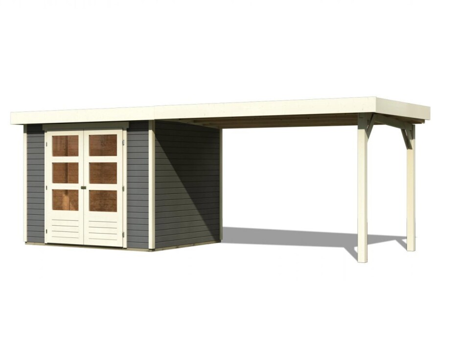 Dřevěný domek KARIBU ASKOLA 3 + přístavek 280 cm (82924) šedý LG1769 - main (0)