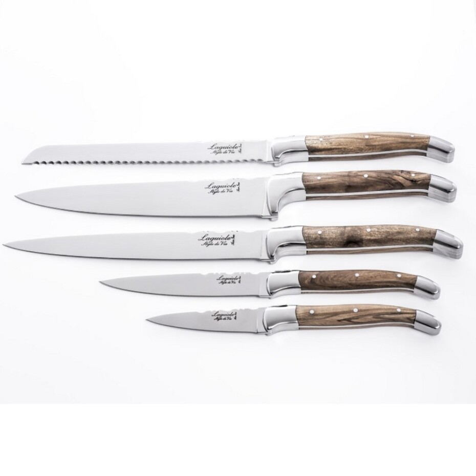 Sada nožů LUXURY, sada 6 ks, s magnetickým stojanem, olive, Laguiole - main (3)