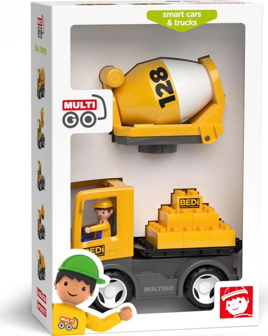 EFKO MultiGO Build 2+1 – Auto s Igráčkem, domíchávač, stavební deska, kostky - main (0)