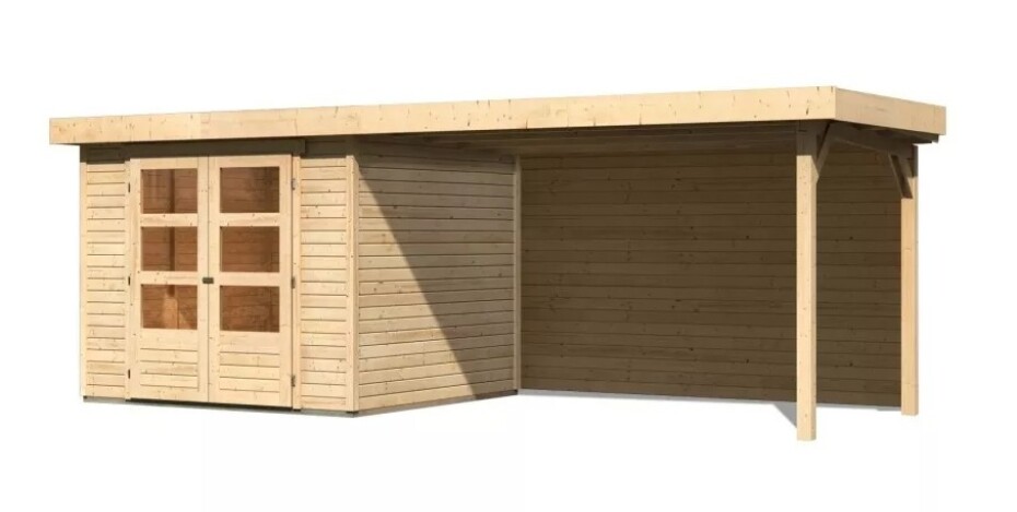 Dřevěný domek KARIBU ASKOLA 3,5 + přístavek 280 cm včetně zadní stěny (9149) natur LG3250 - main (0)