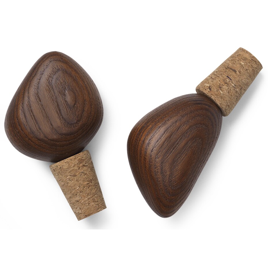 Uzávěr na víno CAIRN, sada 2 ks, hnědá, dřevo, ferm LIVING - main (0)