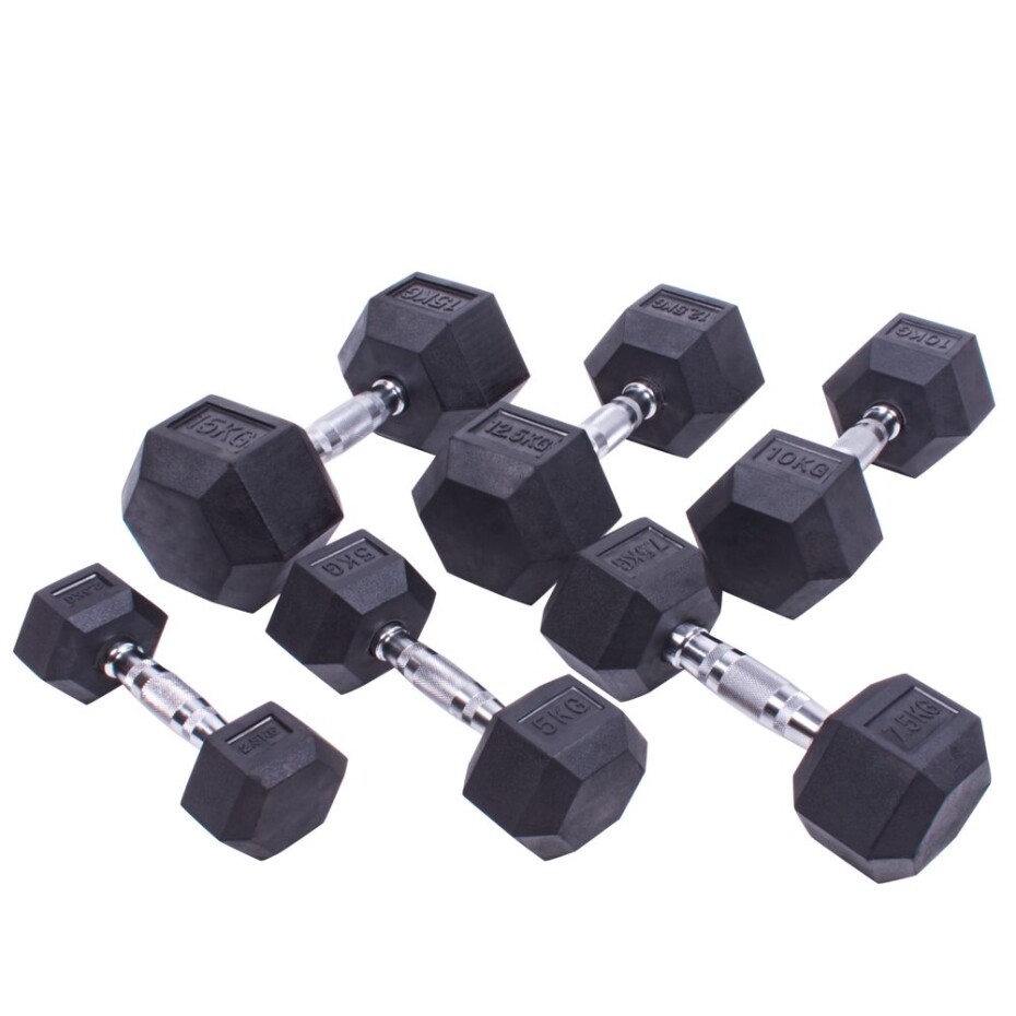 Sada jednoručních činek Sportago Hexagon - 2,5 + 5 + 7,5 + 10 + 12,5 + 15 kg - main (0)