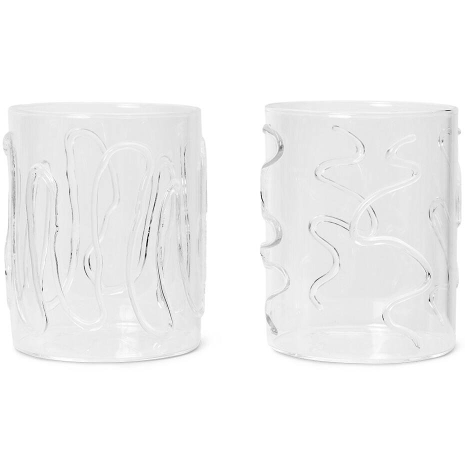 Sklenice na vodu DOODLE 350 ml, sada 2 ks, čirá, sklo, ferm LIVING - main (0)