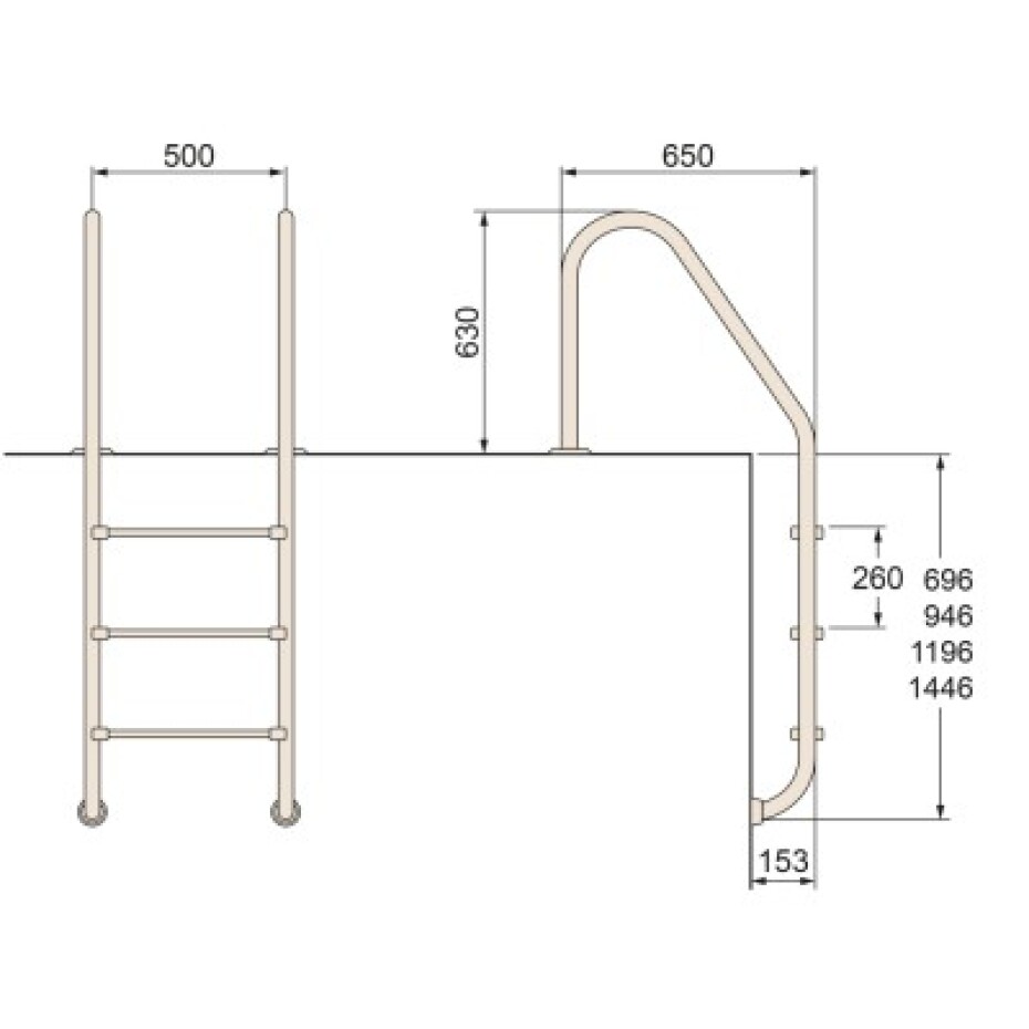 VágnerPool žebřík nerez Standard s pouzdrem 2 stupňový, AISI 316 - main (2)
