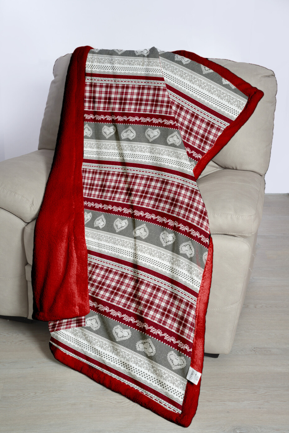 B.E.S. - Petrovice, s.r.o. Deka s beránkem mikroflanel Tartan Heart, dárkové balení Rozměr: 200x230 - main (0)