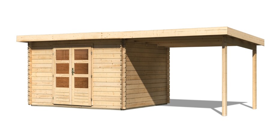 Dřevěný domek KARIBU BASTRUP 7 + přístavek 300 cm (73308) natur LG2935 - main (0)