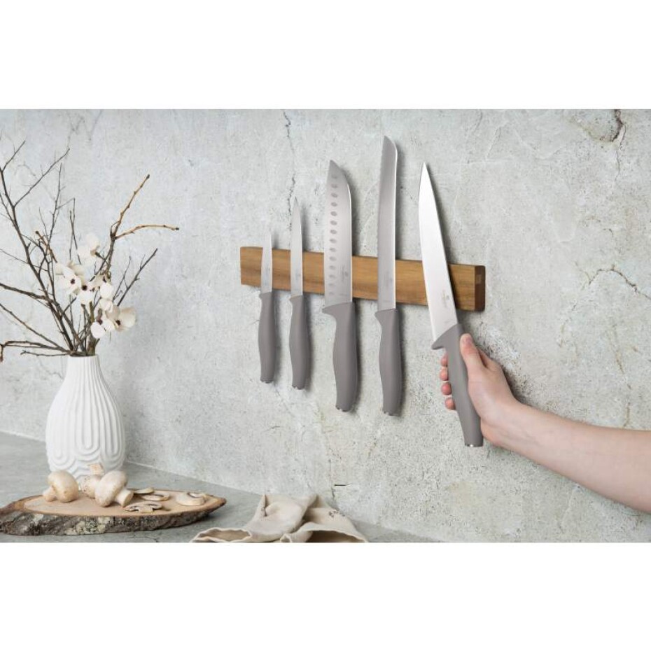 BERLINGERHAUS Sada nožů s magnetickým držákem z akátového dřeva 6 ks Taupe Collection BH-2946 - main (3)