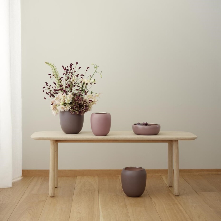 Váza ORA 22 cm, tmavě pudrová, nerezová ocel, Stelton - main (1)