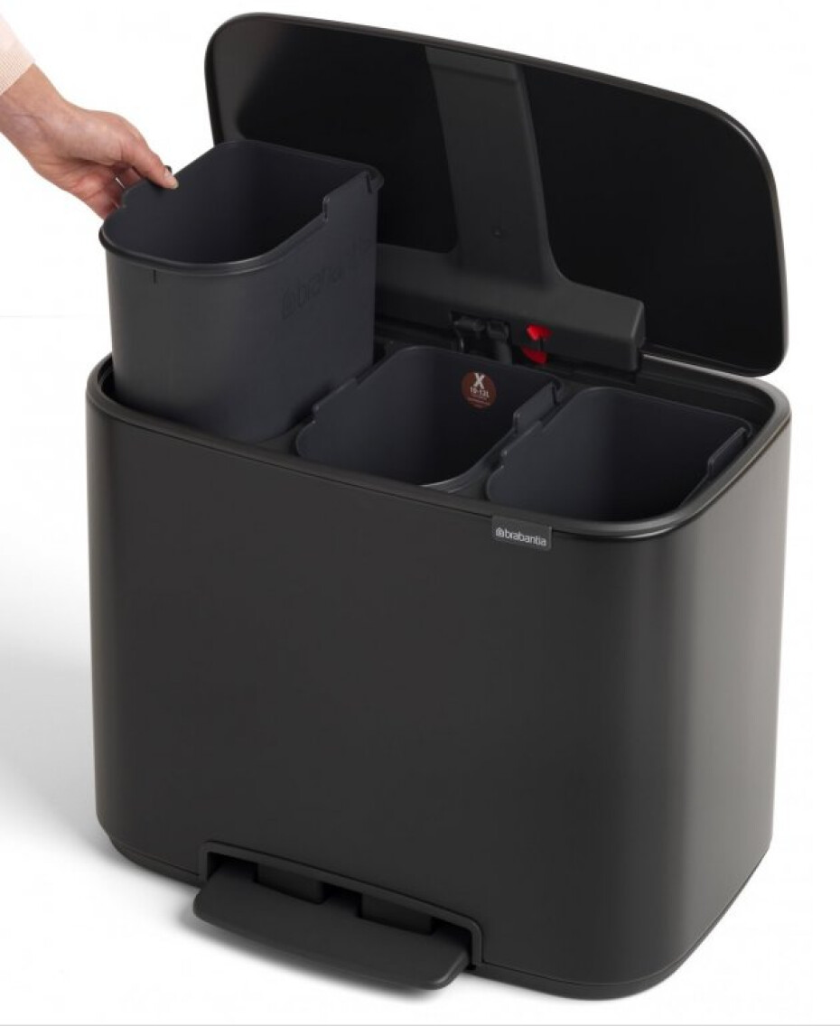 Pedálový odpadkový koš BO 3 x 11 l, černá, Brabantia - main (2)
