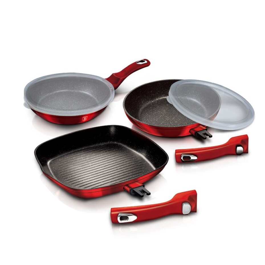 BERLINGERHAUS Sada pánví s odnímatelnou rukojetí 5 ks Burgundy Metallic Line steak BH-6796 - main (3)
