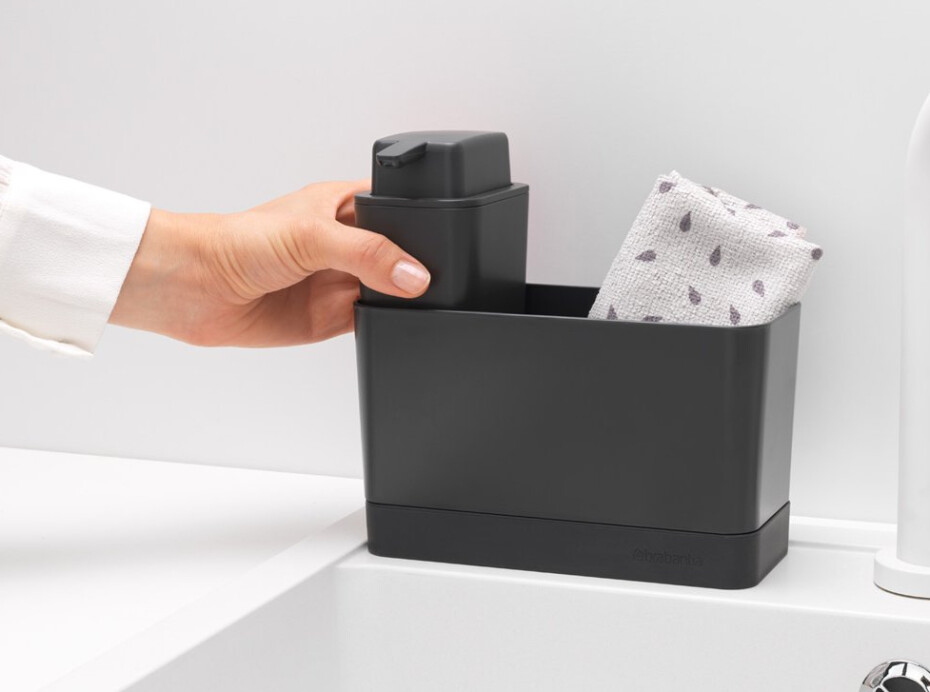 Organizér ke dřezu, s dávkovačem, šedá, Brabantia - main (5)