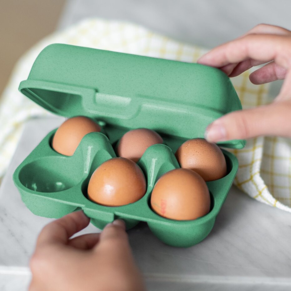 Box na vejce EGGS TO GO MINI, na 6 ks, přírodní listově zelená, Koziol - main (2)