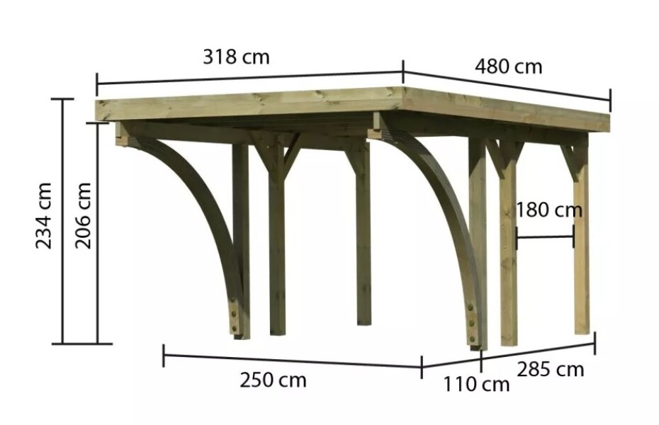 Carport KARIBU CLASSIC 1C 61966 ocelové střešní plechy LG3353 - main (2)