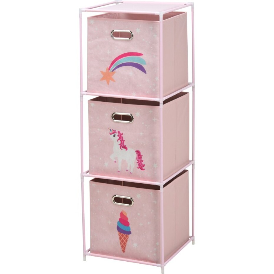 HOMESTYLING Skříňka se 3 boxy dětská růžová KO-C80653190 - main (0)