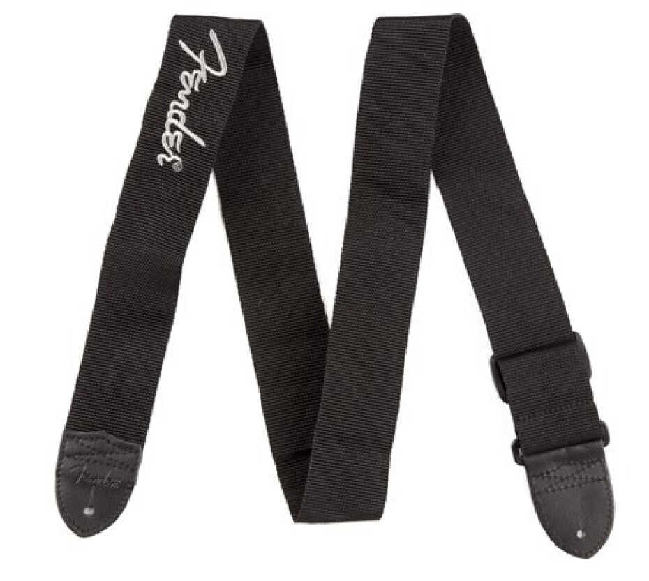 Fender Poly Logo Strap Grey Logo Black - main (0)