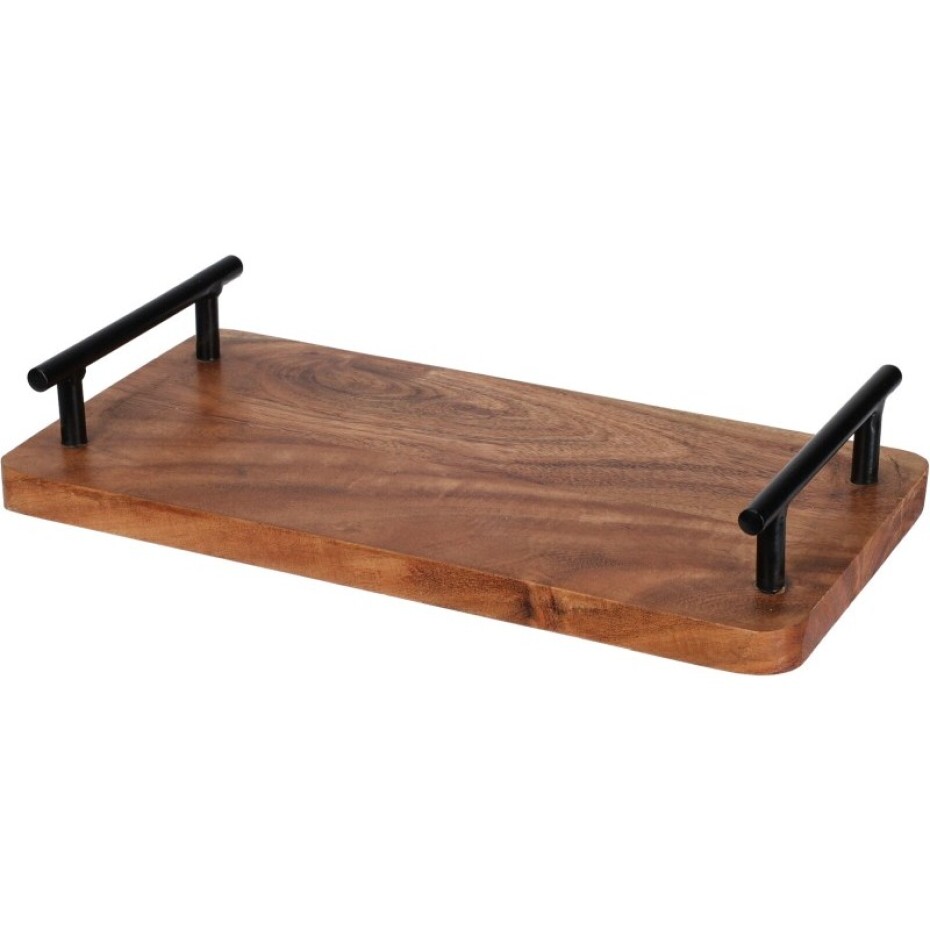 EXCELLENT Podnos servírovací 30 x 15 cm dřevěný s kovovými úchyty KO-A93000440 - main (0)