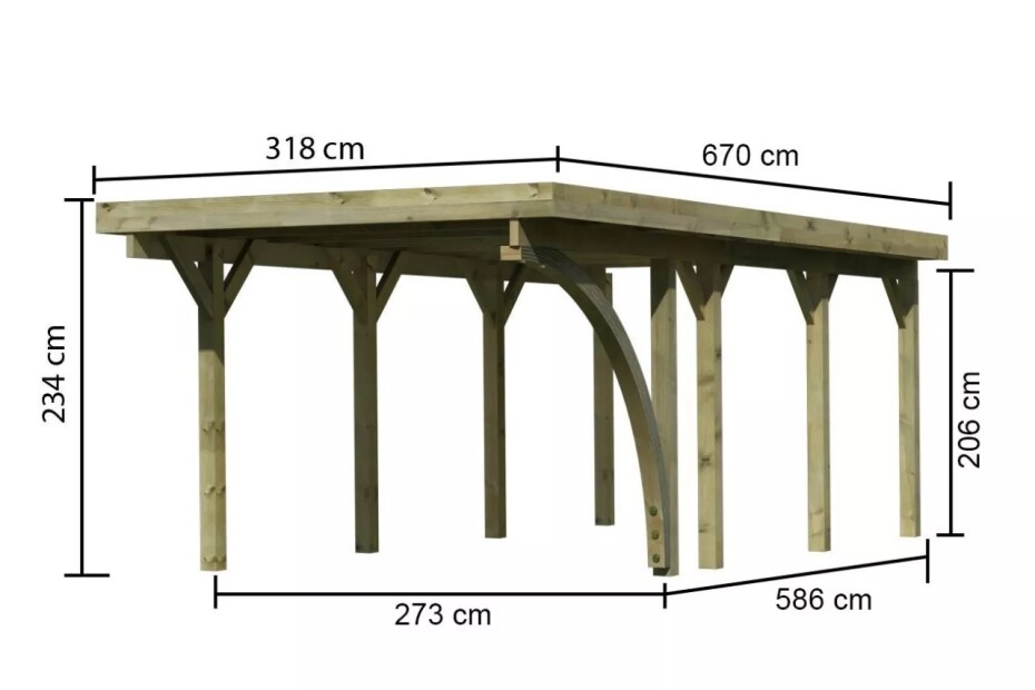 Carport KARIBU CLASSIC 2B 61968 ocelové střešní plechy LG3355 - main (2)