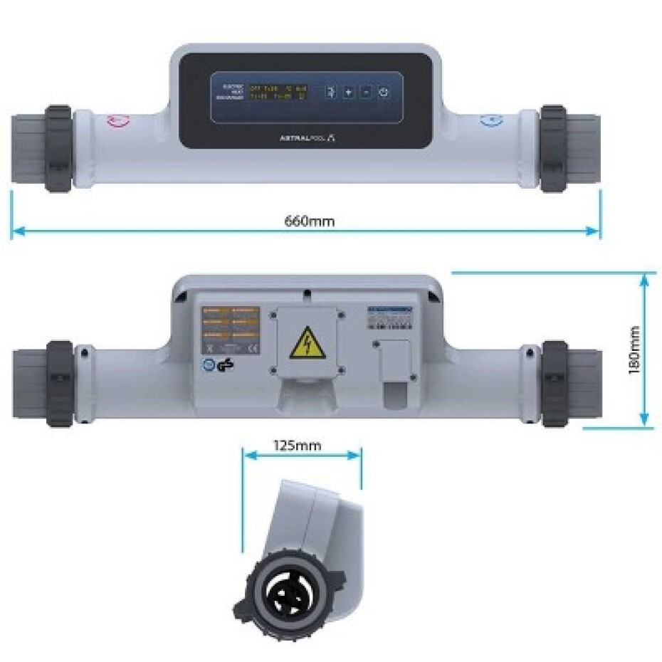 AstralPool elektrický ohřev Compact s OLED displejem 6 kW/380 V  titan - main (1)