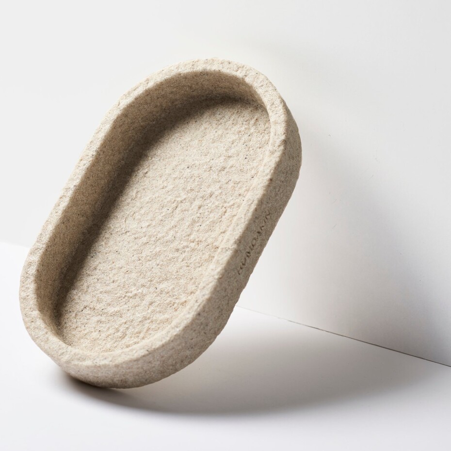 Dekorativní podnos 25 cm, ovál, bílá, pískovec, Humdakin - main (6)