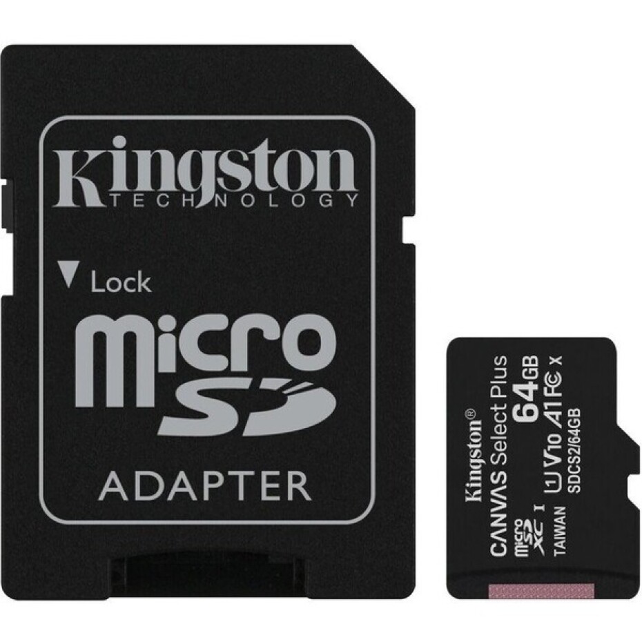 Kingston microSDXC Canvas Select Plus 64GB A1 Class 10 100MB/s + SD adaptér - main (0)