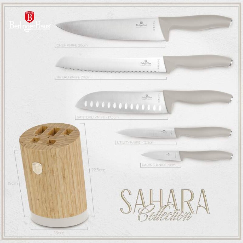 BERLINGERHAUS Sada nožů se stojanem BAMBOO 6 ks Sahara Collection BH-2755 - main (8)