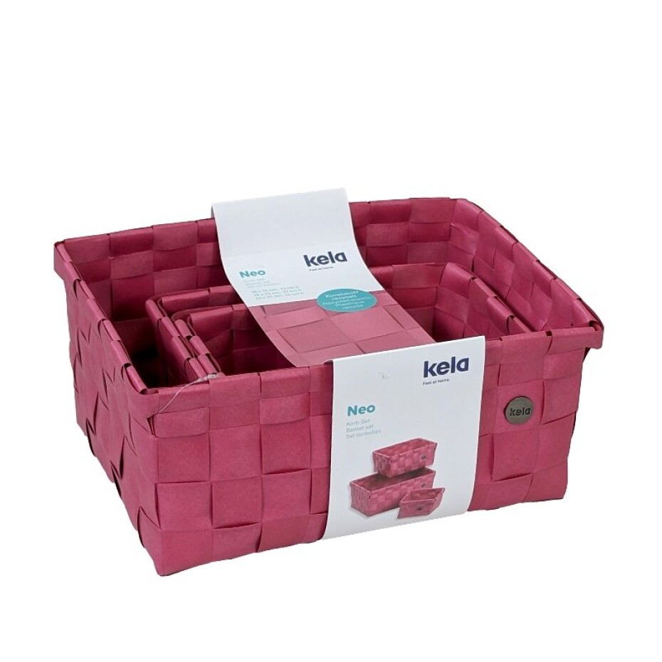 KELA Sada košíků plast malinová červená 3 ks KL-24481 - main (3)