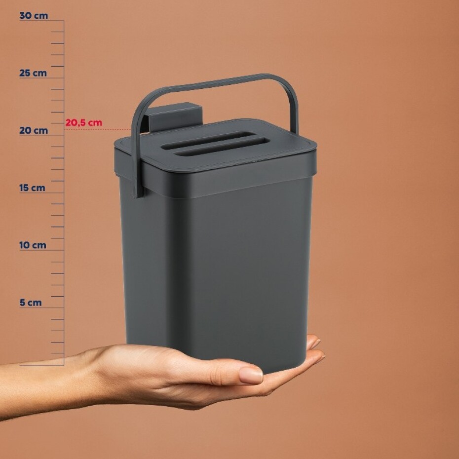KELA Odpadkový koš na bio odpad Paulo plastový tmavě šedý 15,5x12,0x20,5cm 2,3l KL-12138 - main (3)