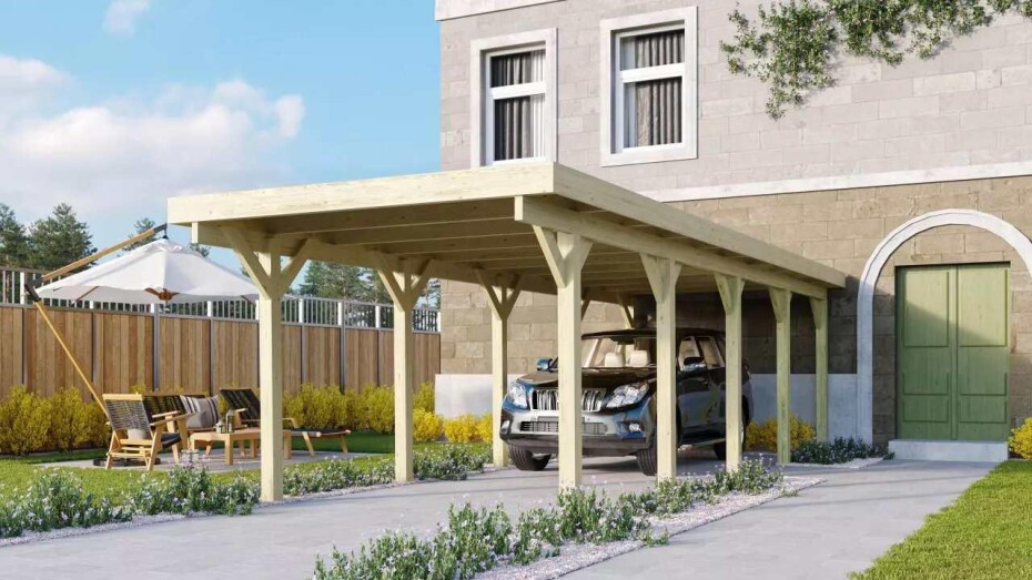 Carport KARIBU CLASSIC 3A 61970 ocelové střešní plechy LG3357 - main (0)