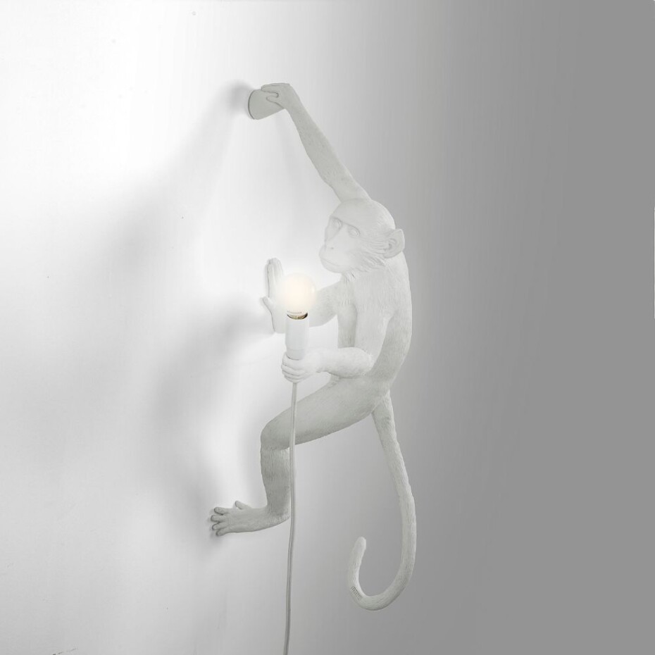 Nástěnné dekorační světlo MONKEY HANGING RIGHT HAND 65 cm, bílá, Seletti - main (1)