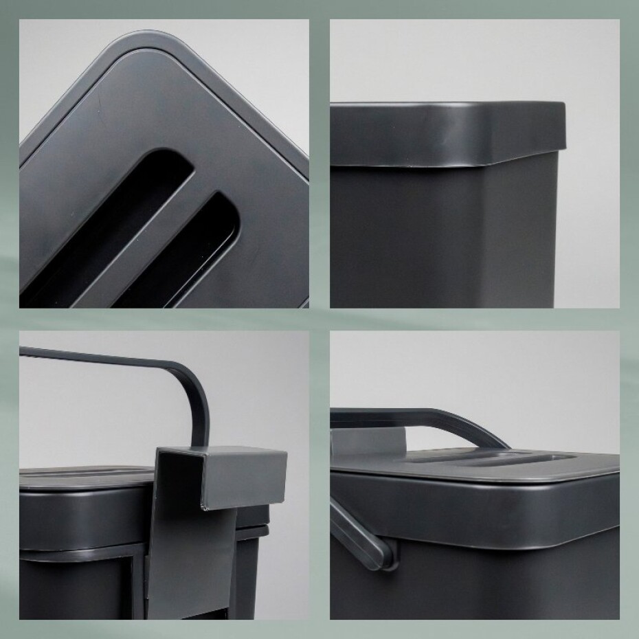 KELA Odpadkový koš na bio odpad Paulo plastový tmavě šedý 15,5x12,0x20,5cm 2,3l KL-12138 - main (4)